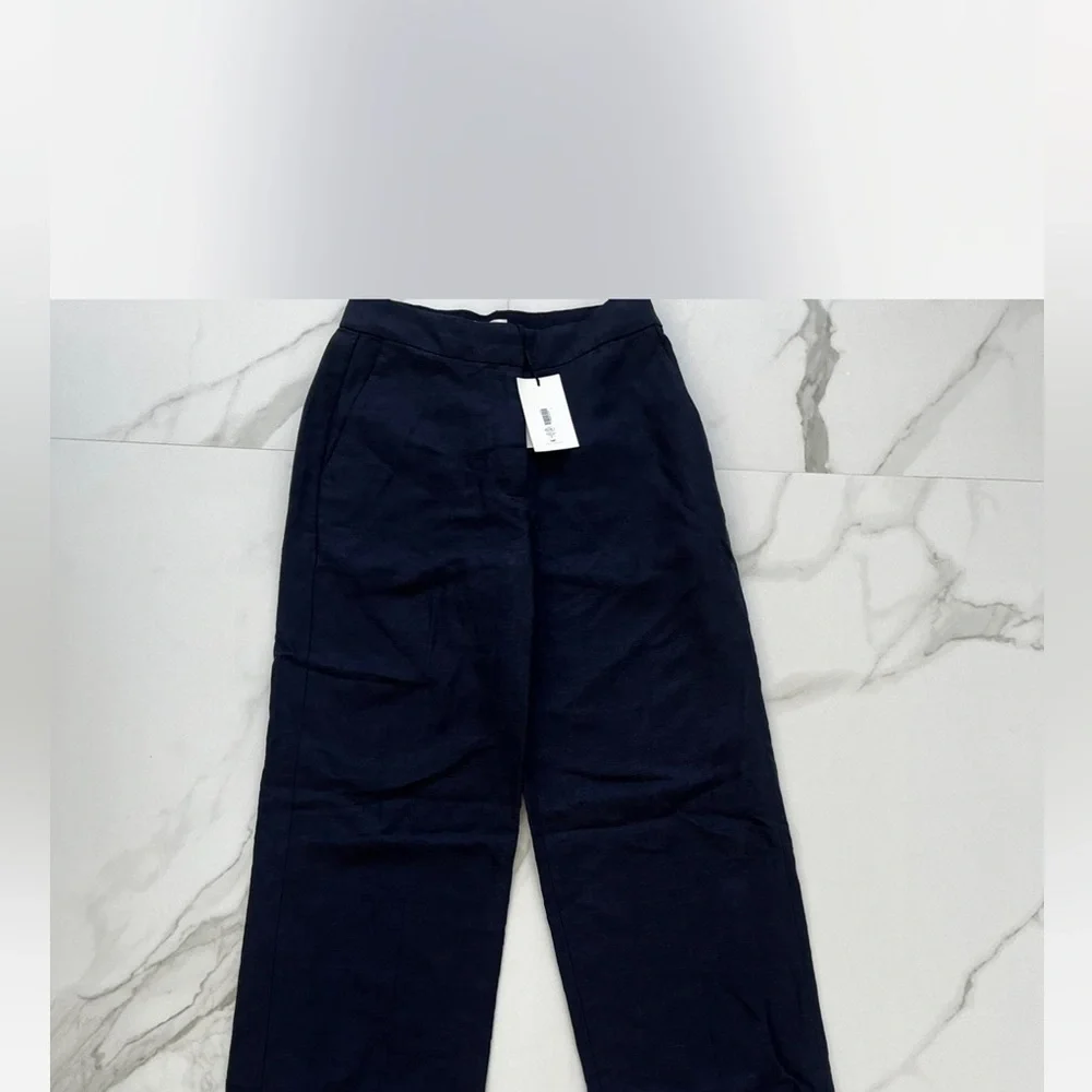 NWT Aritzia linen limitless pants dark navy Sz 2‎